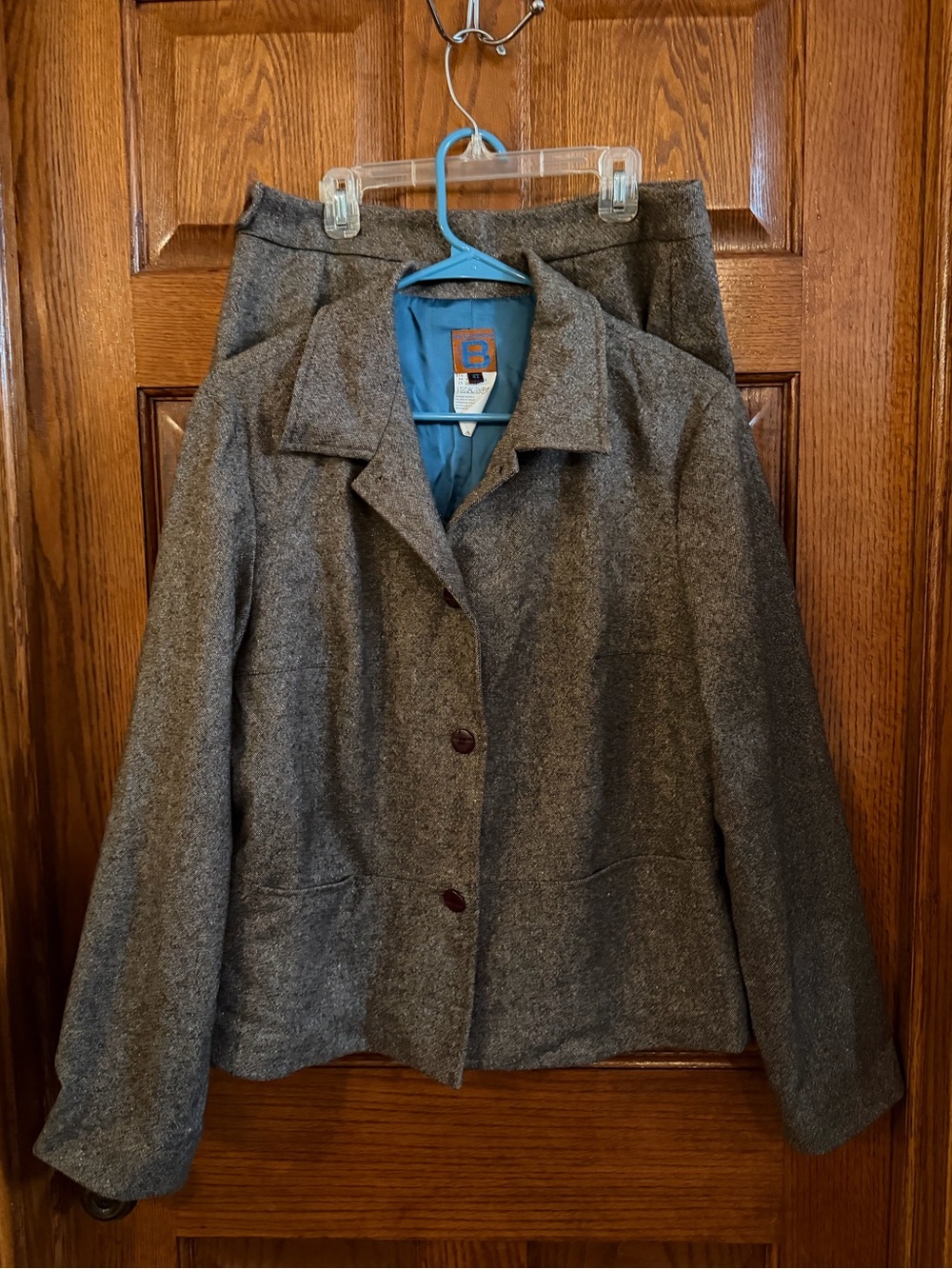 Bensimon Size 42 (10) 2 Piece Wool Skirt Suit Brown